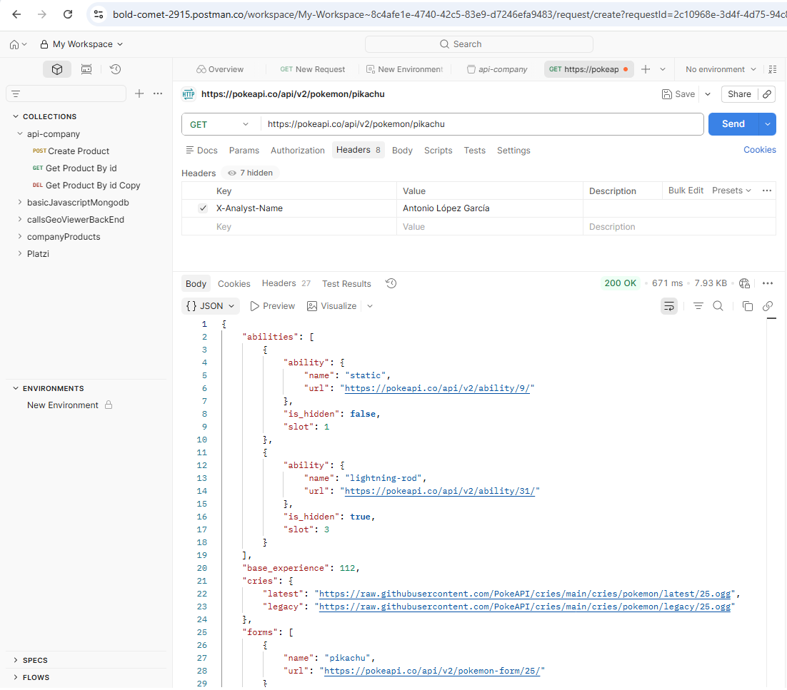 Traza HTTP GET 200 Postman