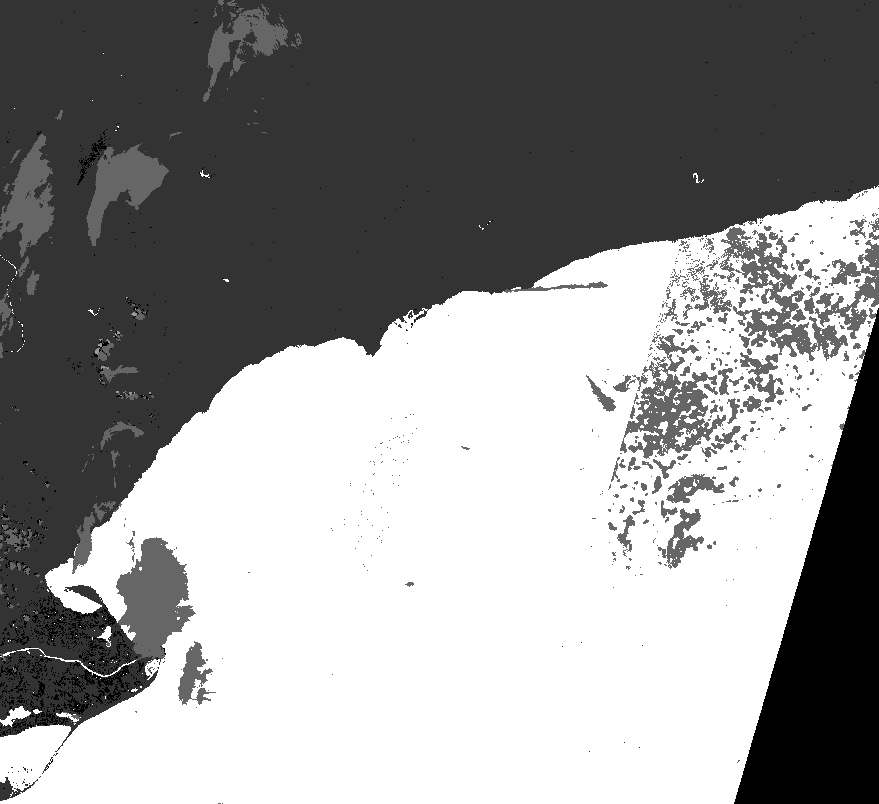 Ejemplo de mapa de clasificación de píxeles (producto SCL)